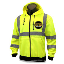 Hi Vis Fleece Hoodie Reflective Safety Construction Work Wear Security Reflector Jacket